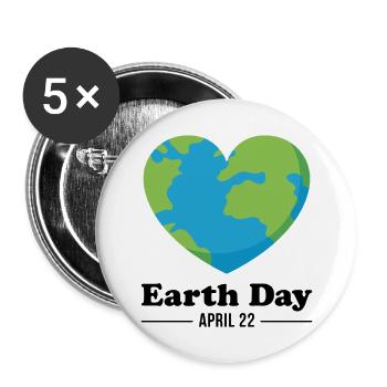 Tag der Erde 22. April - Buttons groß 56 mm (5er Pack) - Weiß - Vorne