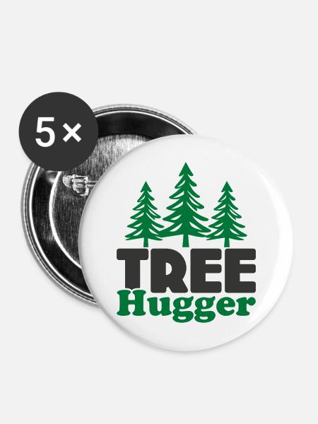 Baum-Umarmer - Buttons groß 56 mm (5er Pack) - Weiß