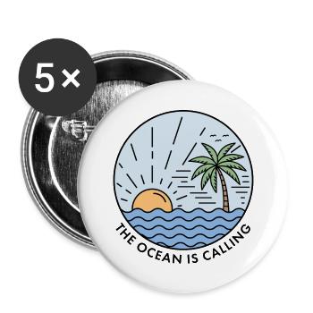 Der Ozean ruft - Buttons groß 56 mm (5er Pack) - Weiß - Vorne