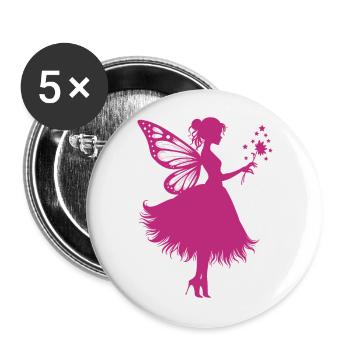 Magical fairy with flower - Buttons large 2.2''/56 mm (5-pack) - white - Front