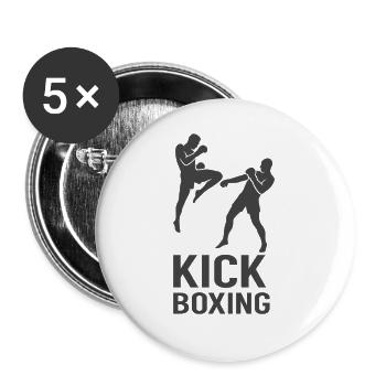 Kickboxing Fight Silhouette - Buttons large 2.2''/56 mm (5-pack) - white - Front
