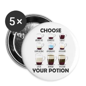 Choose Your Potion Coffee Lover - Buttons large 2.2''/56 mm (5-pack) - white - Front