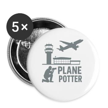 Plane – Flugzeugspotter Design - Buttons groß 56 mm (5er Pack) - Weiß - Vorne