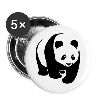 panda teddy bear cute animal t-shirt - Buttons large 2.2''/56 mm (5-pack) - white - Front