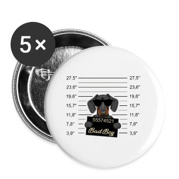 Bad Boy Dachshund or Young Doberman - Evil Dog - Buttons large 2.2''/56 mm (5-pack) - white - Front