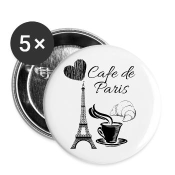 Cafe de PARIS Maillot Tour Eiffel France - Lot de 5 grands badges (56 mm) - blanc - Devant