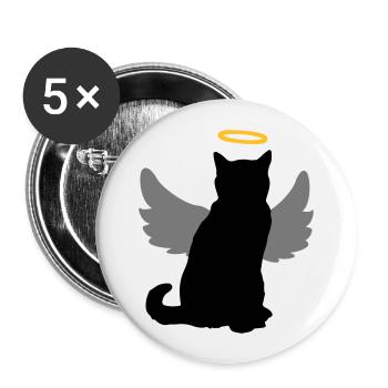 Chat d'ange avec des ailes et un halo! - Lot de 5 grands badges (56 mm) - blanc - Devant