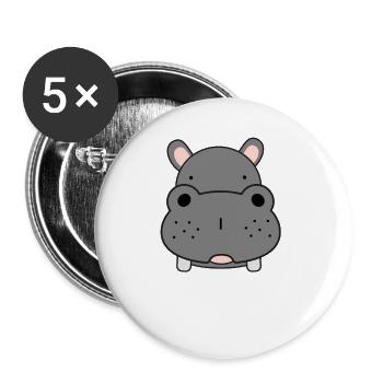 Nilpferd - Buttons groß 56 mm (5er Pack) - Weiß - Vorne