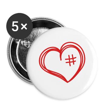 Heart Love Heartbreak Relationship Romantic Gift - Buttons large 2.2''/56 mm (5-pack) - white - Front