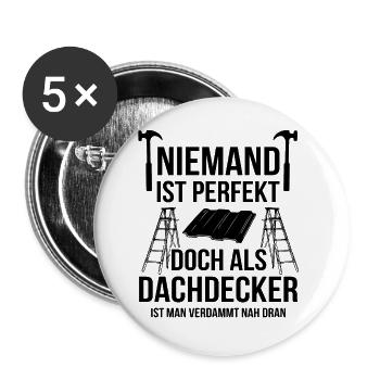 Handwerker Dachdecker - Buttons groß 56 mm (5er Pack) - Weiß - Vorne