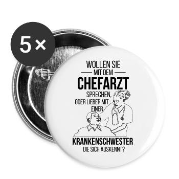 Krankenschwester Krankenpflegerin - Buttons groß 56 mm (5er Pack) - Weiß - Vorne