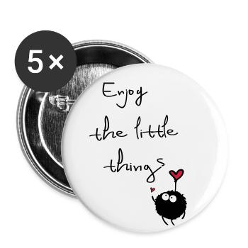 genieße die kleinen Dinge - Buttons groß 56 mm (5er Pack) - Weiß - Vorne