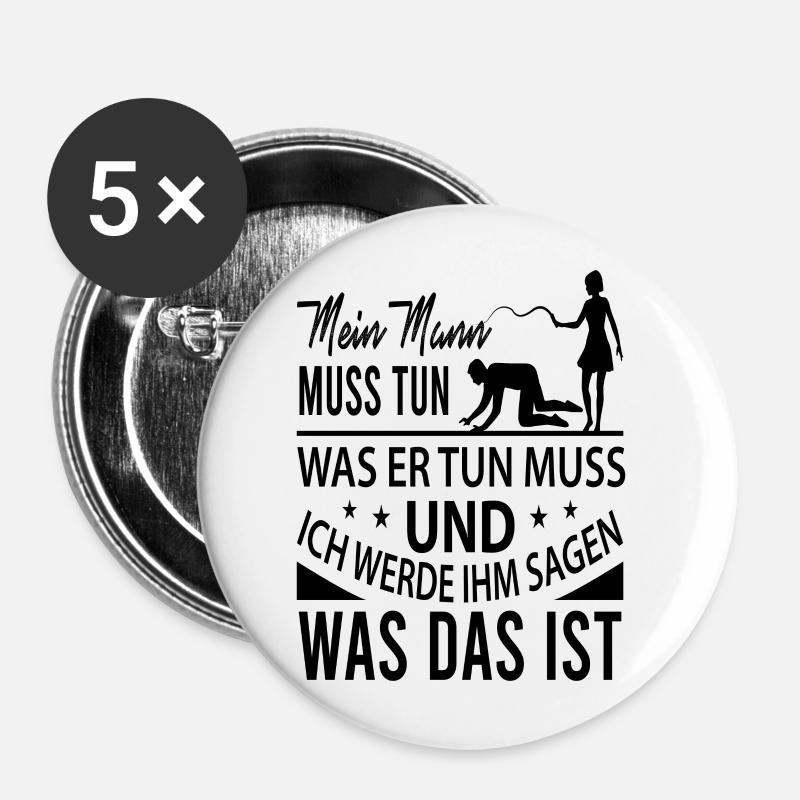 Frauentag - Buttons groß 56 mm (5er Pack) - Weiß