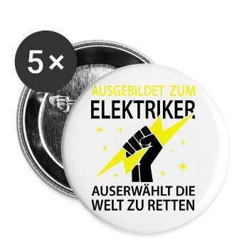 Elektriker Lehrling Meister - Buttons groß 56 mm (5er Pack) - Weiß - Vorne