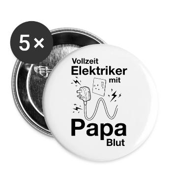 Elektriker Papa - Buttons groß 56 mm (5er Pack) - Weiß - Vorne