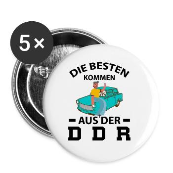 Die Besten Kommen Aus Der DDR - Buttons groß 56 mm (5er Pack) - Weiß - Vorne
