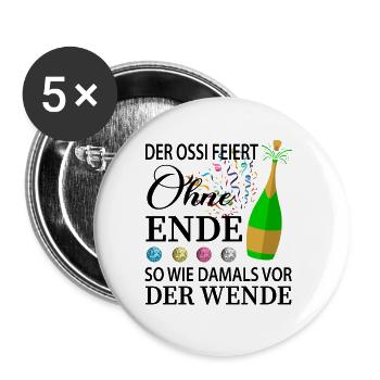 DDR Ossi - Buttons groß 56 mm (5er Pack) - Weiß - Vorne