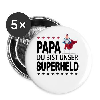 Papa Der Superheld - Buttons groß 56 mm (5er Pack) - Weiß - Vorne