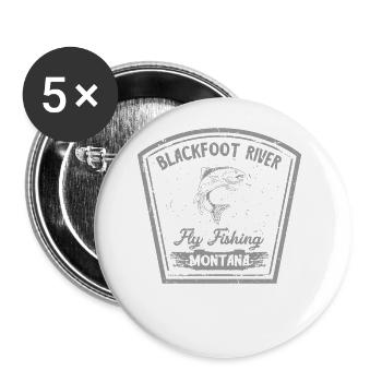 Blackfoot River Fly Fishing Montana Funny Angle - Buttons large 2.2''/56 mm (5-pack) - white - Front