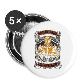 I Am A Paladin Master of Justice RPG MMORPG - Buttons groß 56 mm (5er Pack) - Weiß - Vorne