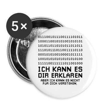 Programmierer Informatiker - Buttons groß 56 mm (5er Pack) - Weiß - Vorne