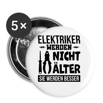 Elektromeister Opa Rentner - Buttons groß 56 mm (5er Pack) - Weiß - Vorne