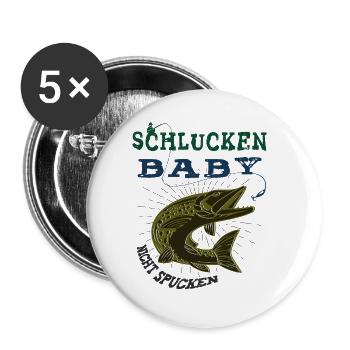 Pike fishing - Buttons large 2.2''/56 mm (5-pack) - white - Front