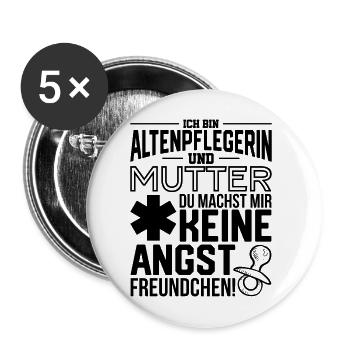 Altenpflegerin und Mama - Buttons groß 56 mm (5er Pack) - Weiß - Vorne