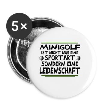 Minigolf Leidenschaft - Buttons groß 56 mm (5er Pack) - Weiß - Vorne