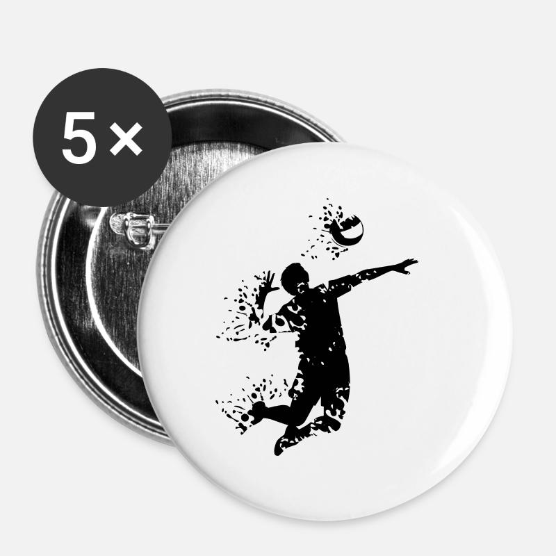 volleyball cool - Buttons groß 56 mm (5er Pack) - Weiß