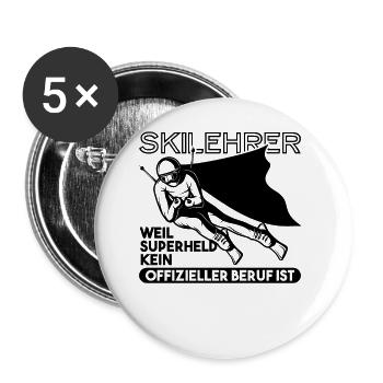 Geschenk Skilehrer - Buttons groß 56 mm (5er Pack) - Weiß - Vorne