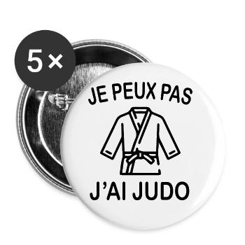 Je Peux Pas J'ai Judo - Lot de 5 grands badges (56 mm) - blanc - Devant