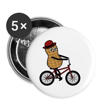 Sporty Peanut Mister Sir Cyclist Gentleman - Buttons large 2.2''/56 mm (5-pack) - white - Front