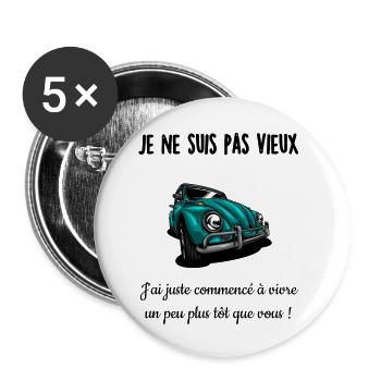 Je ne suis pas vieux - Lot de 5 grands badges (56 mm) - blanc - Devant