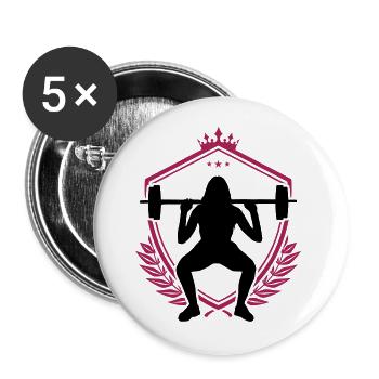 fitness girl silhouette - Buttons large 2.2''/56 mm (5-pack) - white - Front