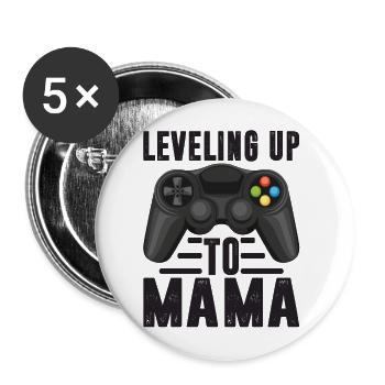 Leveling Up To Mama Gamer Mom - Lot de 5 grands badges (56 mm) - blanc - Devant