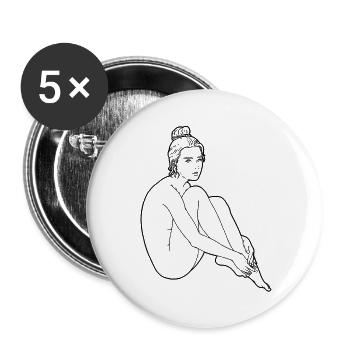 Nackte Frau Silhouette Erotik sexy Girl Sexualität - Buttons groß 56 mm (5er Pack) - Weiß - Vorne
