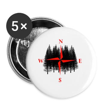 Wald Natur Wildnis Expedition Wandern Richtung - Buttons groß 56 mm (5er Pack) - Weiß - Vorne