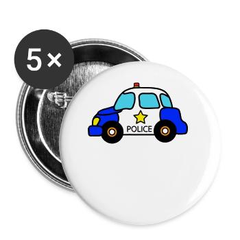 Police Car Baby Toddler Kid - Lot de 5 grands badges (56 mm) - blanc - Devant