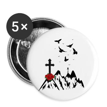 Cross, Dying, Death, Mourning, Spiritual, Reincarnation - Buttons large 2.2''/56 mm (5-pack) - white - Front