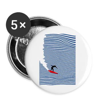 Surferfrau Surfen welle - Buttons groß 56 mm (5er Pack) - Weiß - Vorne