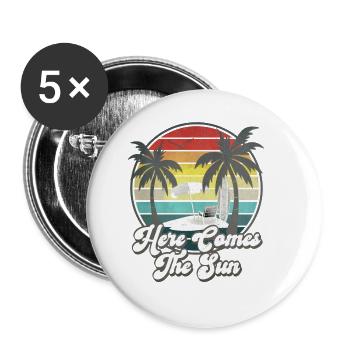 Here Comes The Sun - Vintage - Buttons large 2.2''/56 mm (5-pack) - white - Front