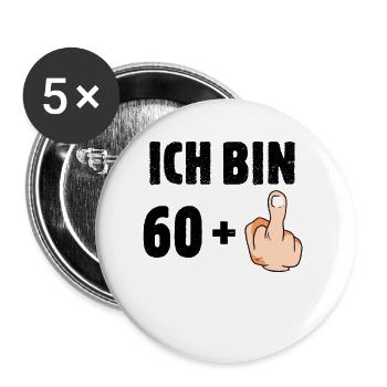 Ich bin 60 plus eins - Buttons groß 56 mm (5er Pack) - Weiß - Vorne