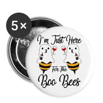 Halloween I'm Just Here For The Boo Bees T Shirt - Buttons large 2.2''/56 mm (5-pack) - white - Front