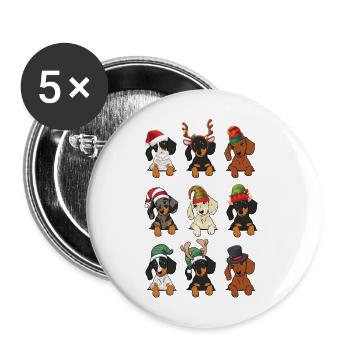 Chien de blaireau Christmas Costume Santa Reindeer - Lot de 5 grands badges (56 mm) - blanc - Devant