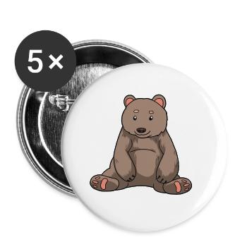 Bear Brown Bear Zoo Zoo Animals Wild Animals Forest Animals Child - Buttons large 2.2''/56 mm (5-pack) - white - Front