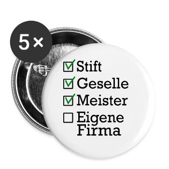 Stift Geselle Meister - Buttons groß 56 mm (5er Pack) - Weiß - Vorne