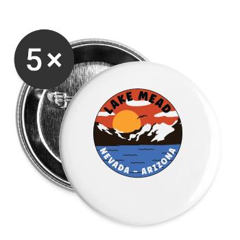 Lake Mead - Nevada - Arizona - Mountain Valley - Buttons large 2.2''/56 mm (5-pack) - white - Front