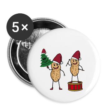 Santa Claus Peanut Christmas Tree Xmas Christmas - Buttons large 2.2''/56 mm (5-pack) - white - Front