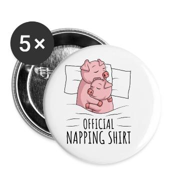 Schwein - Buttons groß 56 mm (5er Pack) - Weiß - Vorne